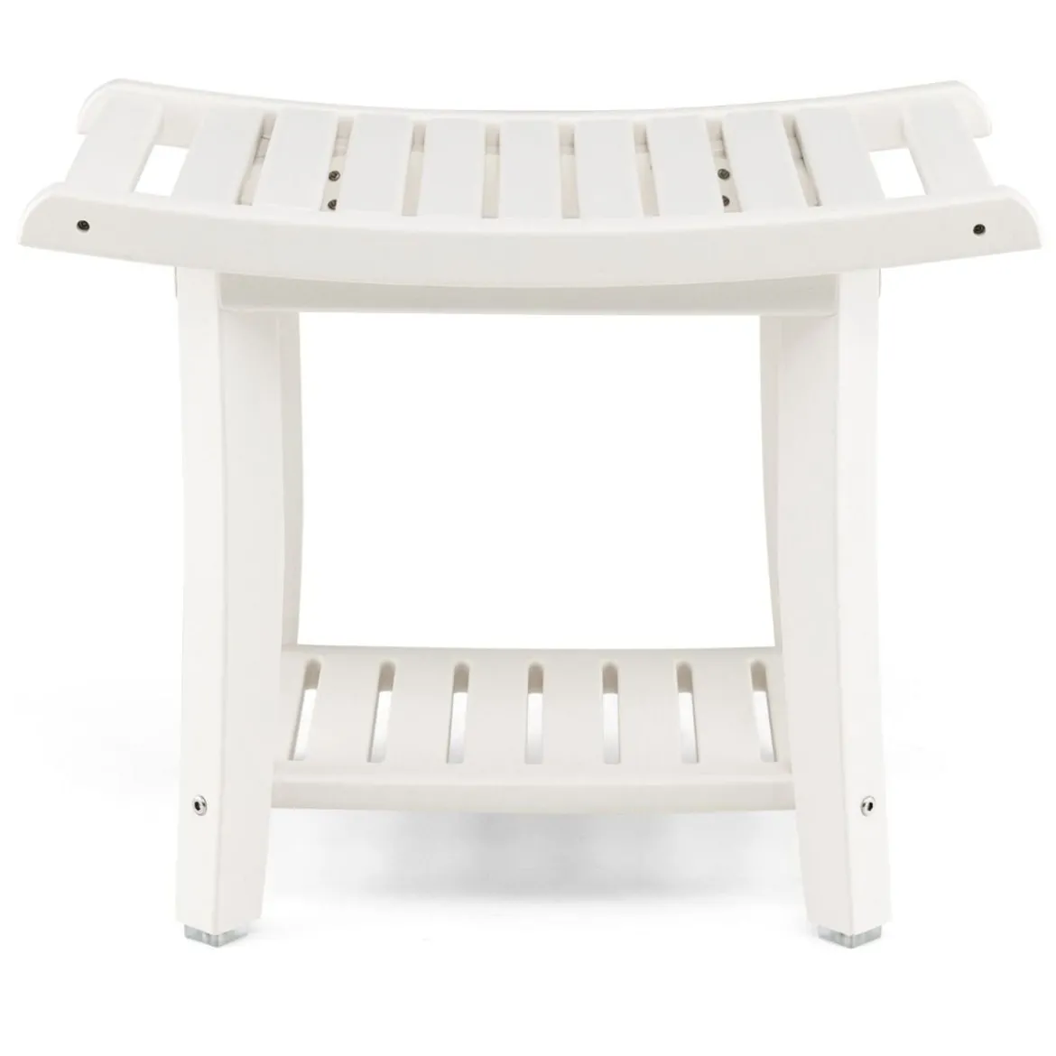 Duschbank Wasserdichter Duschhocker mit Gebogenem Sitz 60,5 x 34 x 48 cm Weiß