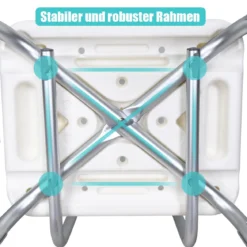 Duschstuhl höhenverstellbar Duschhocker mit Rückenlehne & Armlehnen Badesitz 59 x 46 x 73-85cm