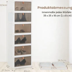 3/4/6-Ebenen Aufbewahrungsboxen mit Deckel & Magnetischen Transparenten Türen & Rollen Weiß