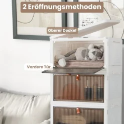 3/4/6-Ebenen Aufbewahrungsboxen mit Deckel & Magnetischen Transparenten Türen & Rollen Weiß