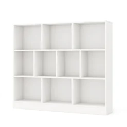 3 Ebenen Bücherregal mit 10 Fächern Standregal Würfelregal Büroregal 120 x 24 x 104 cm