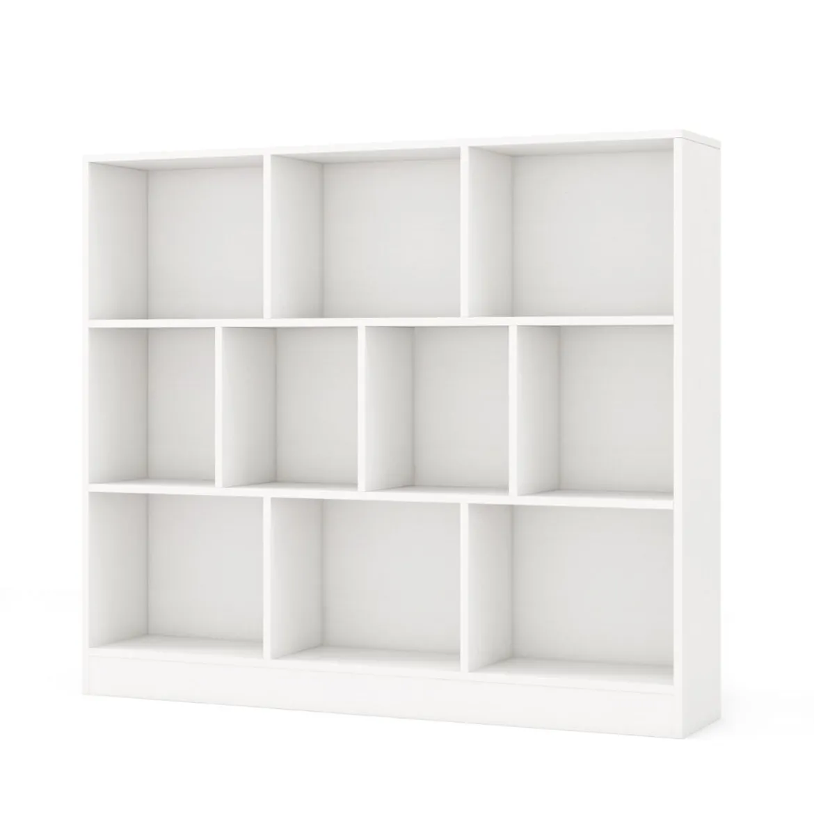 3 Ebenen Bücherregal mit 10 Fächern Standregal Würfelregal Büroregal 120 x 24 x 104 cm