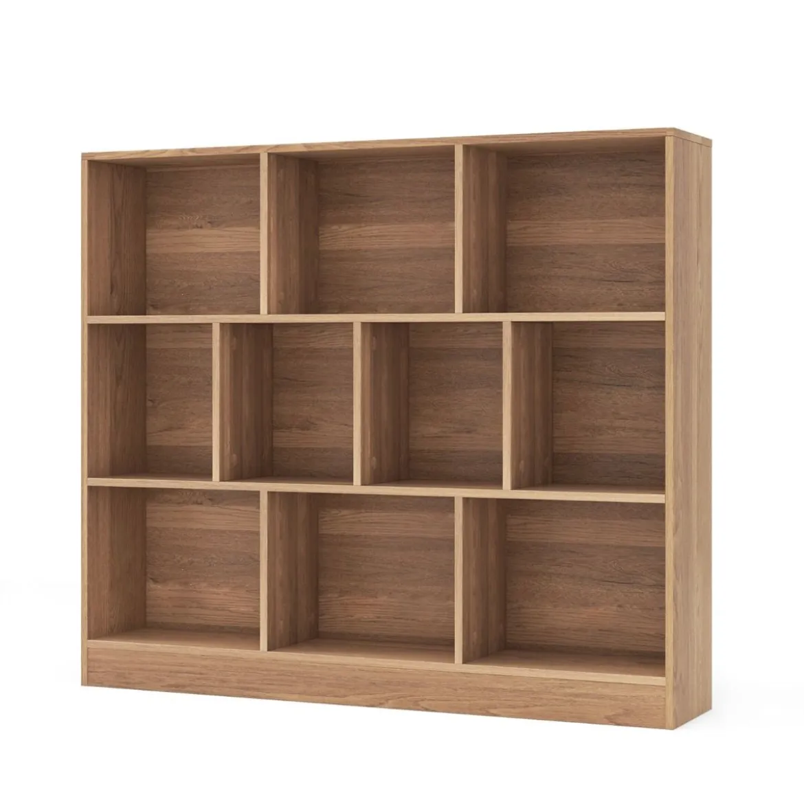 3 Ebenen Bücherregal mit 10 Fächern Standregal Würfelregal Büroregal 120 x 24 x 104 cm