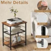 3 Ebenen Beistelltisch Industrie Design Nachttisch mit Verstellbarer Gitterablage 38,5 x 30 x 50 cm
