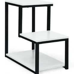 3 Ebenen Beistelltisch Industriell Nachttisch für Wohnzimmer 60 x 35 x 59,5 cm Weiß