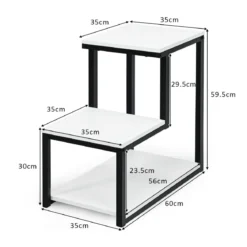 3 Ebenen Beistelltisch Industriell Nachttisch für Wohnzimmer 60 x 35 x 59,5 cm Weiß
