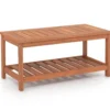 2 Ebenen Beistelltisch mit Ablage Outdoor Wetterfester Couchtisch Kaffeetisch 90 x 45 x 45 cm