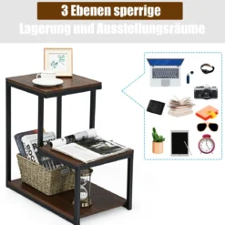 3 Ebenen Beistelltisch Nachtisch Vintage Sofatisch Kaffeetisch Telefontisch Nachtkommode