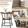 2 Ebenen Beistelltisch Rund Nachttisch mit Metallrahmen Vintage 55 x 55 x 56 cm
