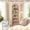 6 Ebenen Eckregal mit Metallrahmen Stehendes Bücherregal Standregal Pflanzenregal Weiß