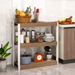 3 Ebenen Holz Standregal mit Kippschutz-Sets & Offenen Regalfächern Bücherregal Natur