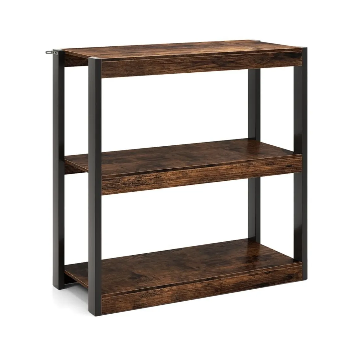 3 Ebenen Holz Standregal mit Kippschutz-Sets & Offenen Regalfächern Bücherregal Braun