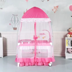 2 Ebenen Klappbares Babybett Kinderreisebett Laufstall mit Wickelauflage