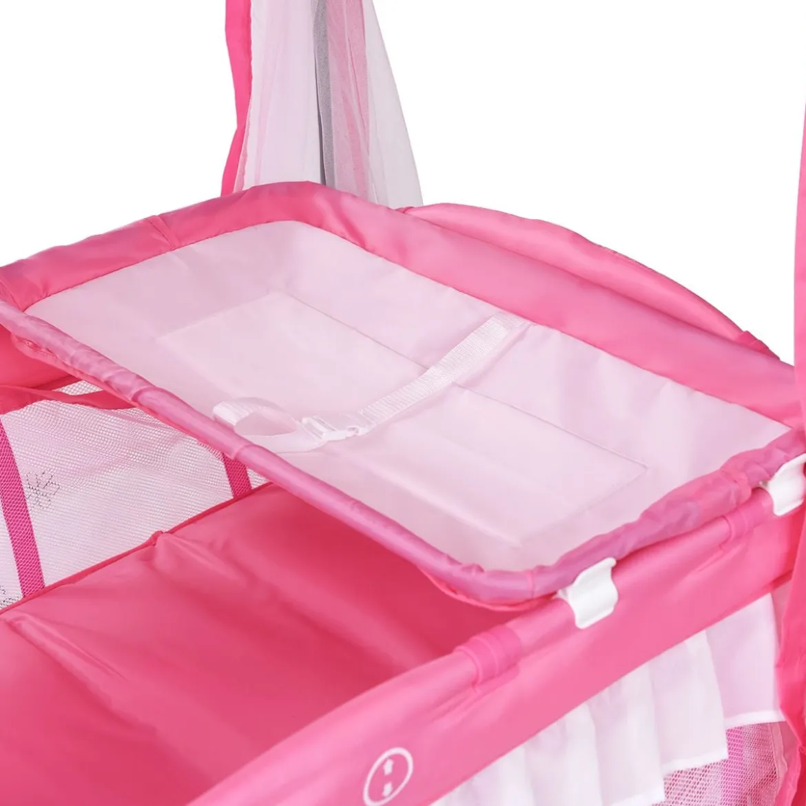 2 Ebenen Klappbares Babybett Kinderreisebett Laufstall mit Wickelauflage