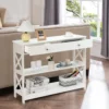 3 Ebenen Konsolentisch mit Schublade & Regal aus Holz 100 x 30 x 80 cm Weiß