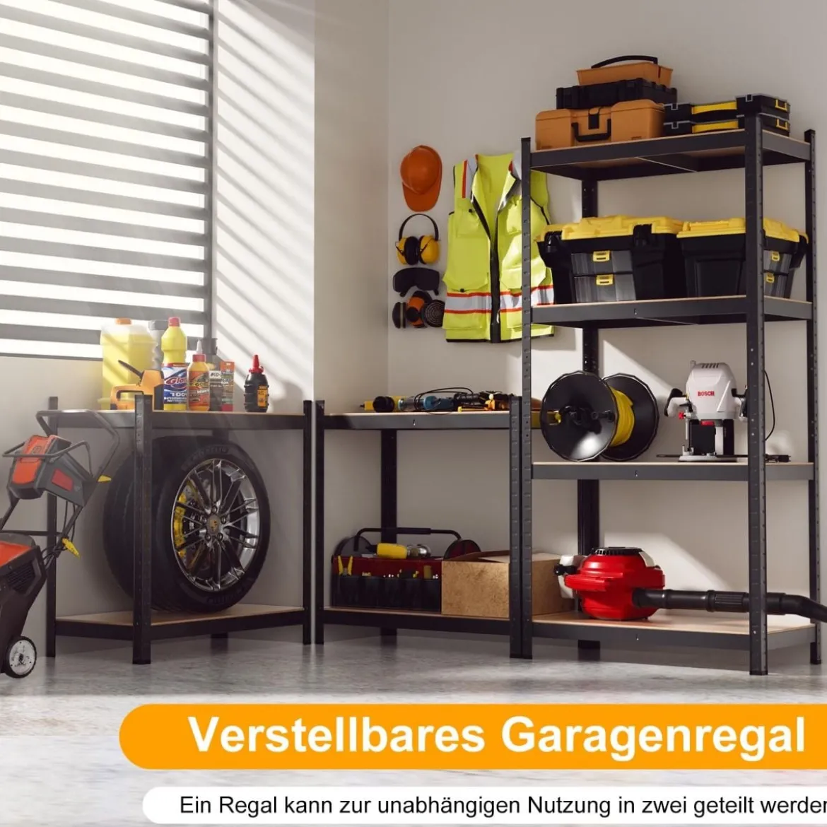 4 Ebenen Lagerregal mit Metallrahmen Schwerlastregal bis 720kg belastbar Metallregal