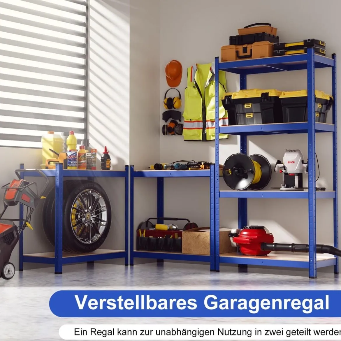 4 Ebenen Lagerregal mit Metallrahmen Schwerlastregal bis 720kg belastbar Metallregal