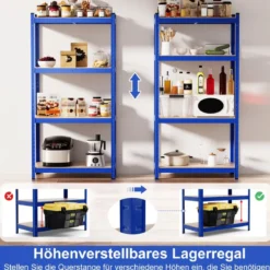 4 Ebenen Lagerregal mit Metallrahmen Schwerlastregal bis 720kg belastbar Metallregal