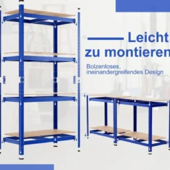 4 Ebenen Lagerregal mit Metallrahmen Schwerlastregal bis 720kg belastbar Metallregal
