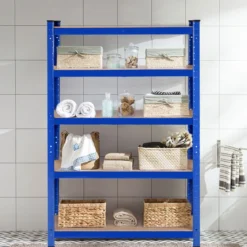 5 Ebenen Lagerregal mit Metallrahmen Metallregal bis 875kg Belastbar Kellerregal 75 x 30 x 150 cm