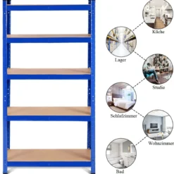 5 Ebenen Lagerregal mit Metallrahmen Metallregal bis 875kg Belastbar Kellerregal 75 x 30 x 150 cm