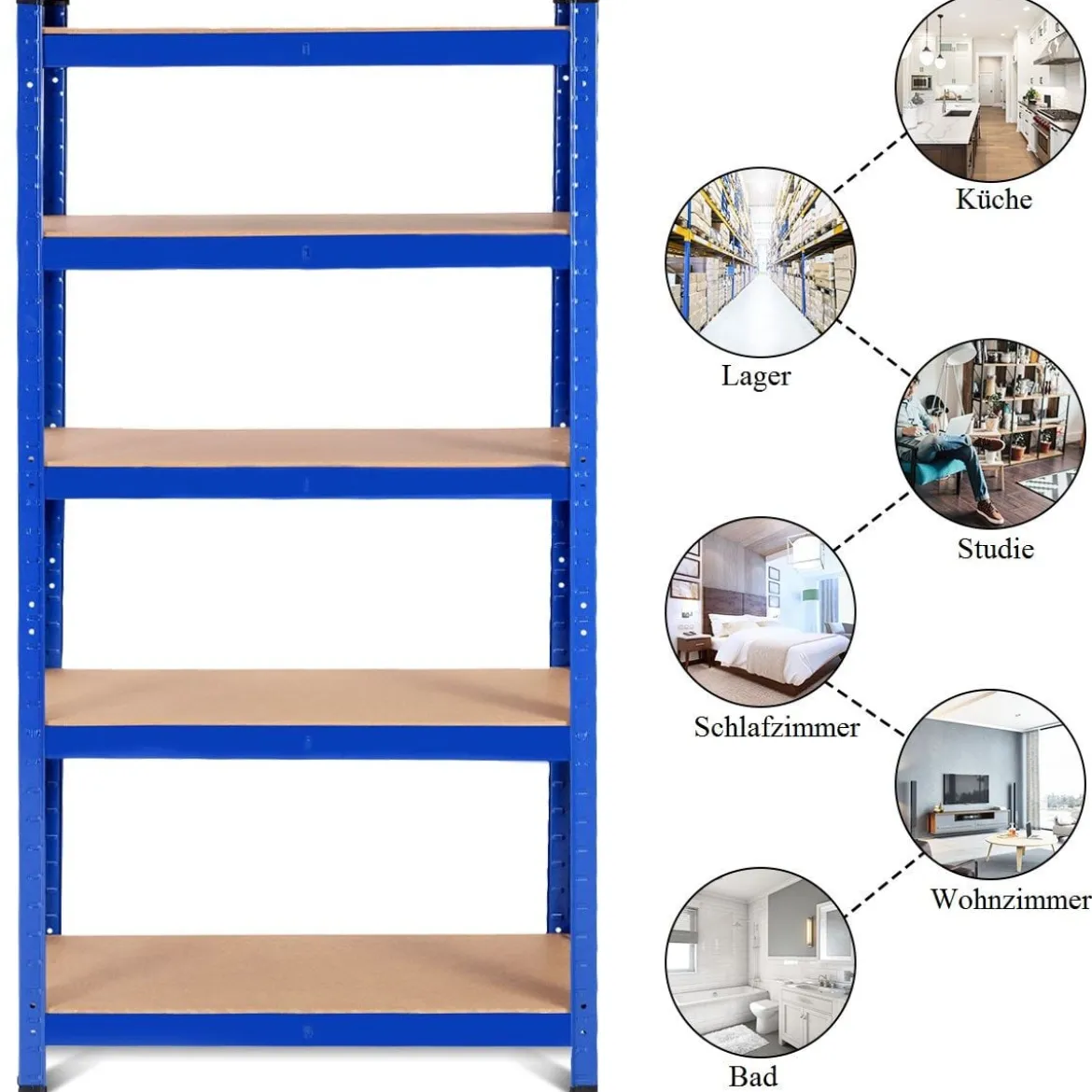 5 Ebenen Lagerregal mit Metallrahmen Metallregal bis 875kg Belastbar Kellerregal 75 x 30 x 150 cm