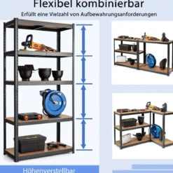 5 Ebenen Lagerregal mit Metallrahmen Metallregal bis 875kg Belastbar Kellerregal 75 x 30 x 150 cm