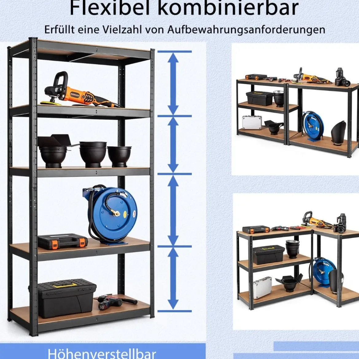 5 Ebenen Lagerregal mit Metallrahmen Metallregal bis 875kg Belastbar Kellerregal 75 x 30 x 150 cm