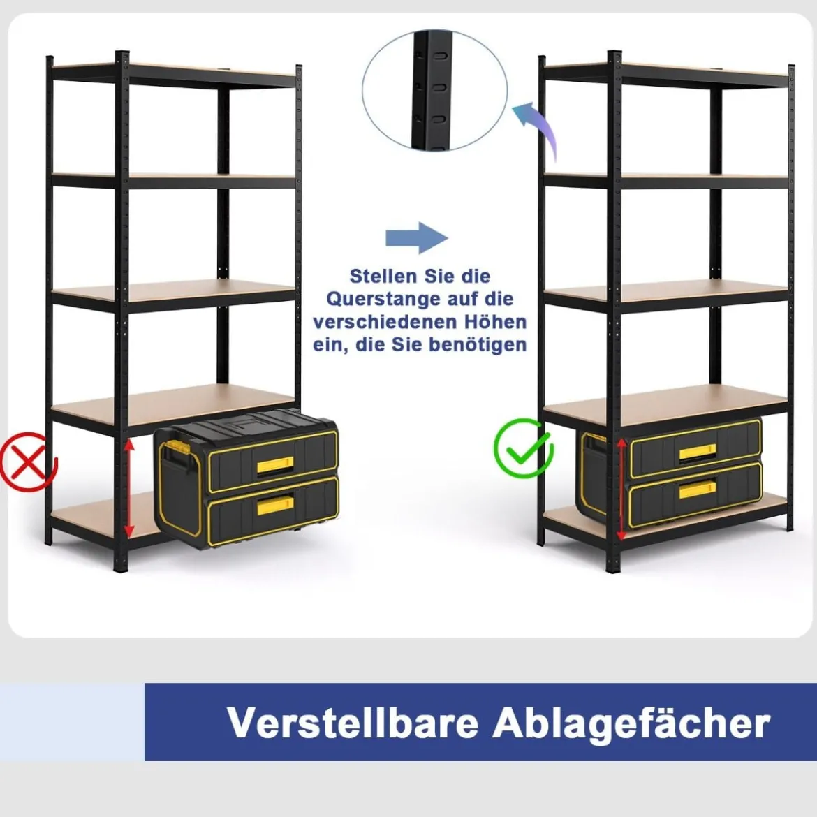 5 Ebenen Lagerregal Schwerlastregal Steckregal Metallregal Werkstattregal 91 x 46 x 183 cm