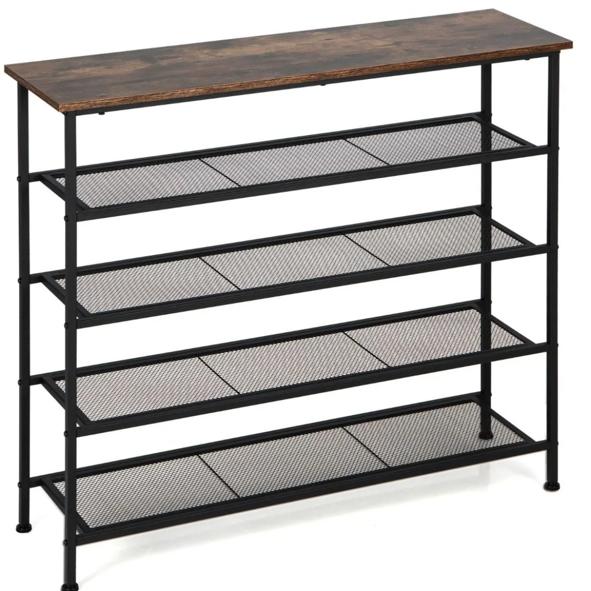 5 Ebenen Schuhregal aus Metall mit Abnehmbarer Regalen & Kippsicherung 100 x 30 x 93cm