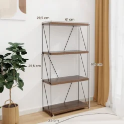 4 Ebenen Standregal mit Metallrahmen Industrielles Bücherregal Lagerregal 60 x 29,5 x 105 cm