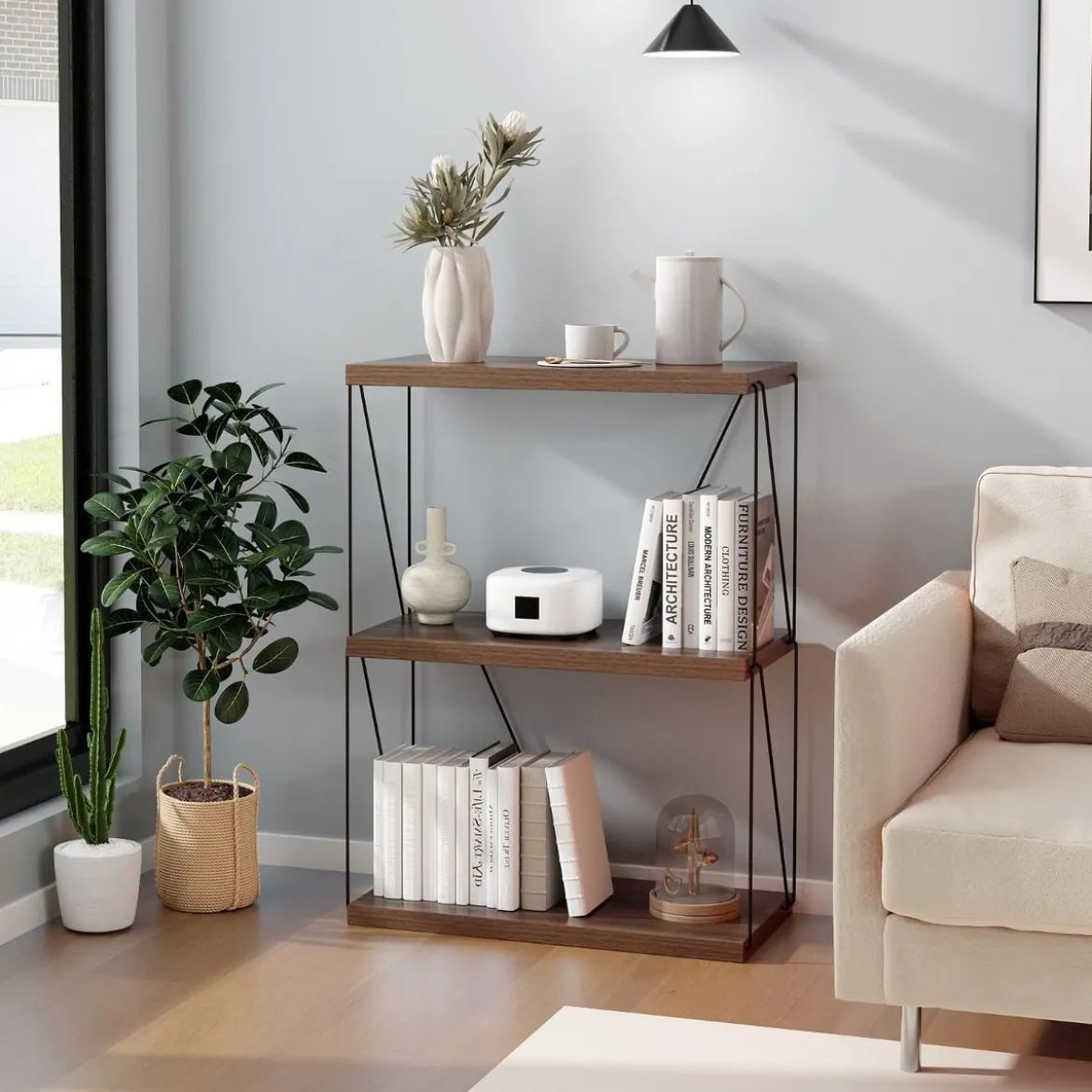 3 Ebenen Standregal mit Metallrahmen Industrielles Bücherregal Lagerregal 60 x 29,5 x 82 cm