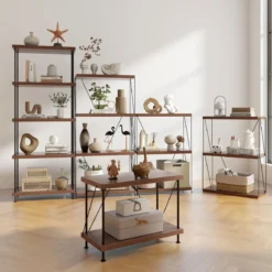 3 Ebenen Standregal mit Metallrahmen Industrielles Bücherregal Lagerregal 60 x 29,5 x 85,5 cm