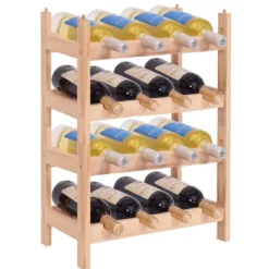 2 Ebenen Stapelbar Holz Weinschrank Weinregal Flaschenständer mit 8 Flaschen