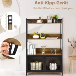 3 Ebenen Vintage Standregal mit Aufbewahrungsschrank für Küche im Industriestil 80x35x125,5cm
