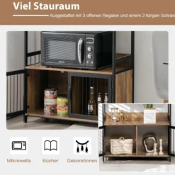 3 Ebenen Vintage Standregal mit Aufbewahrungsschrank für Küche im Industriestil 80x35x125,5cm
