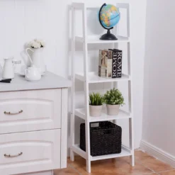 4-Ebene Weiß Standregal Bücherregal Pflanzenregal 44 x 38 x 140 cm