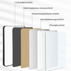 Echteckiger Wandspiegel mit Metallrahmen für Badezimmer 76,5x56cm Schwarz