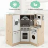 Eckküch Eck Spielküche mit Sound und Licht Kinderküche aus Holz inkl. Spielzubehör Weiß + Natur