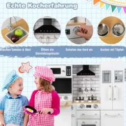 Eckküchen-Spielset für Kinder Spielküche aus Holz mit Herd 82 x 66 x 88 cm Weiß