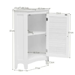 Eck-Rollladenschrank mit 5 Stufig Höhenverstellbarer Ablage & 2 Einlegeböden Weiß