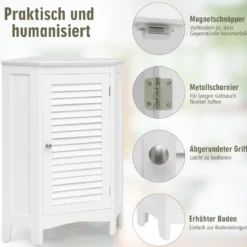 Eck-Rollladenschrank mit 5 Stufig Höhenverstellbarer Ablage & 2 Einlegeböden Weiß