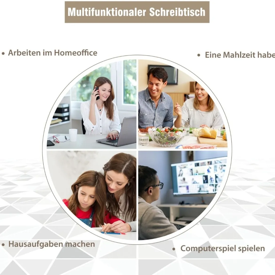 Eckschreibtisch aus Holz Kompakter Schreibtisch mit Schublade & Regalen 75 x 75 x 76 cm Natur + Weiß