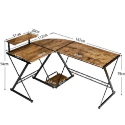 Eckschreibtisch L-Förmiger Computertisch aus Holz 147 x 112 x 79 cm Braun