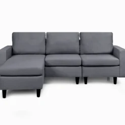 Ecksofa Wohnzimmer Anbausofa Stoffsofa Eckcouch Dunkelgrau