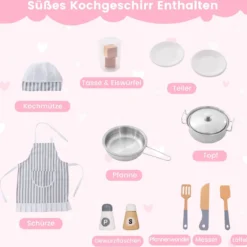 Eckspielküche Küchen-Spielset mit Dunstabzugshaube Eismaschine Mikrowelle Backofen Waschmaschine Rosa