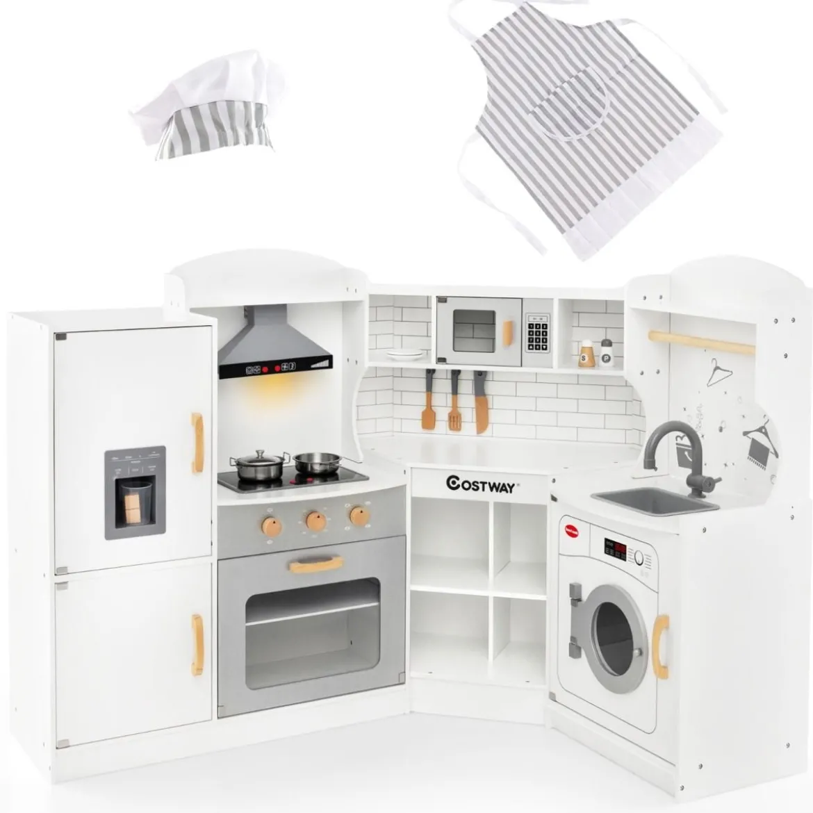 Eck Spielküche mit Licht & Sound & Spüle & Eismaschine & Backofen & Kinderküche Weiß