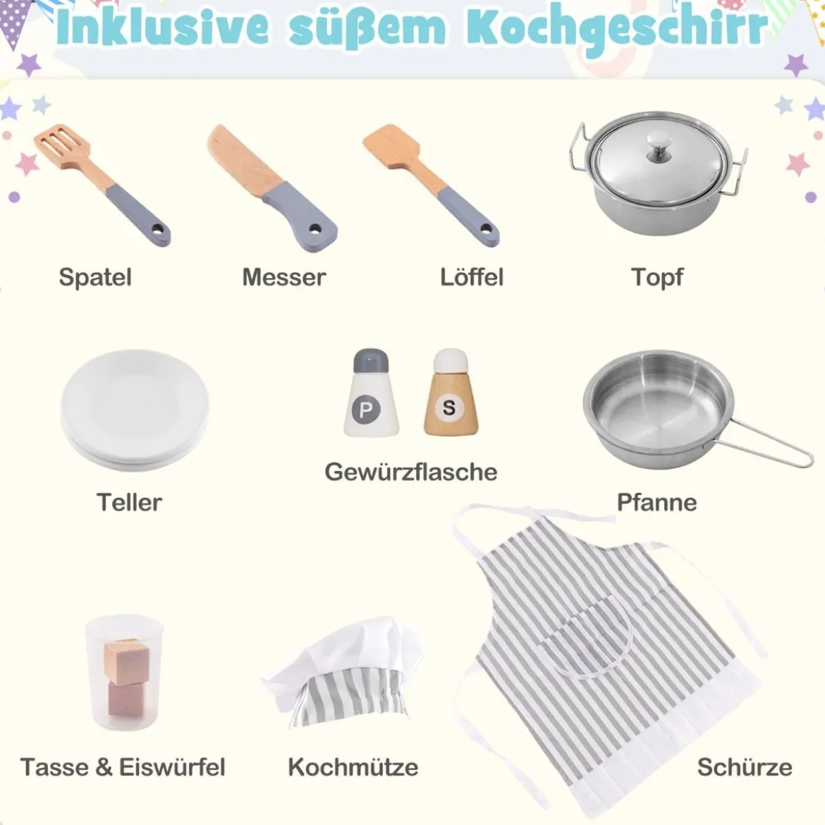 Eck Spielküche mit Licht & Sound & Spüle & Eismaschine & Backofen & Kinderküche Weiß