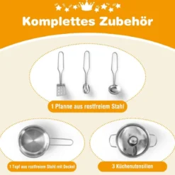 Eck Spielküche mit Separatem Kühlschrank & Sound & Spielzubehör Kinderküche Weiß