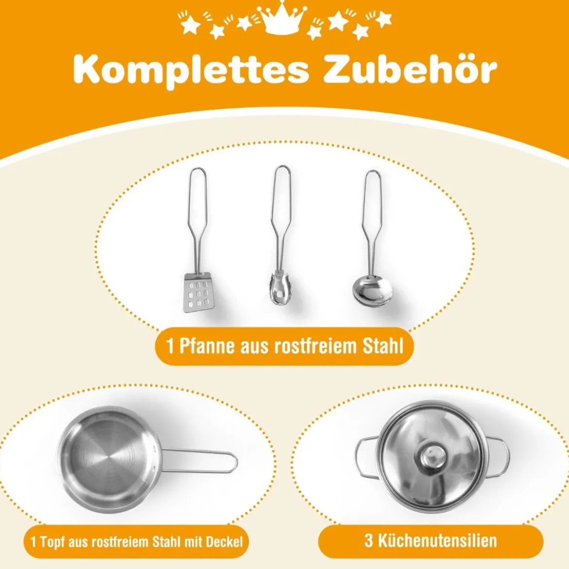 Eck Spielküche mit Separatem Kühlschrank & Sound & Spielzubehör Kinderküche Weiß